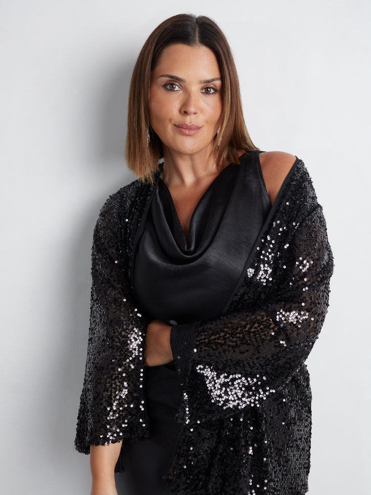 Black Sequin Kimono