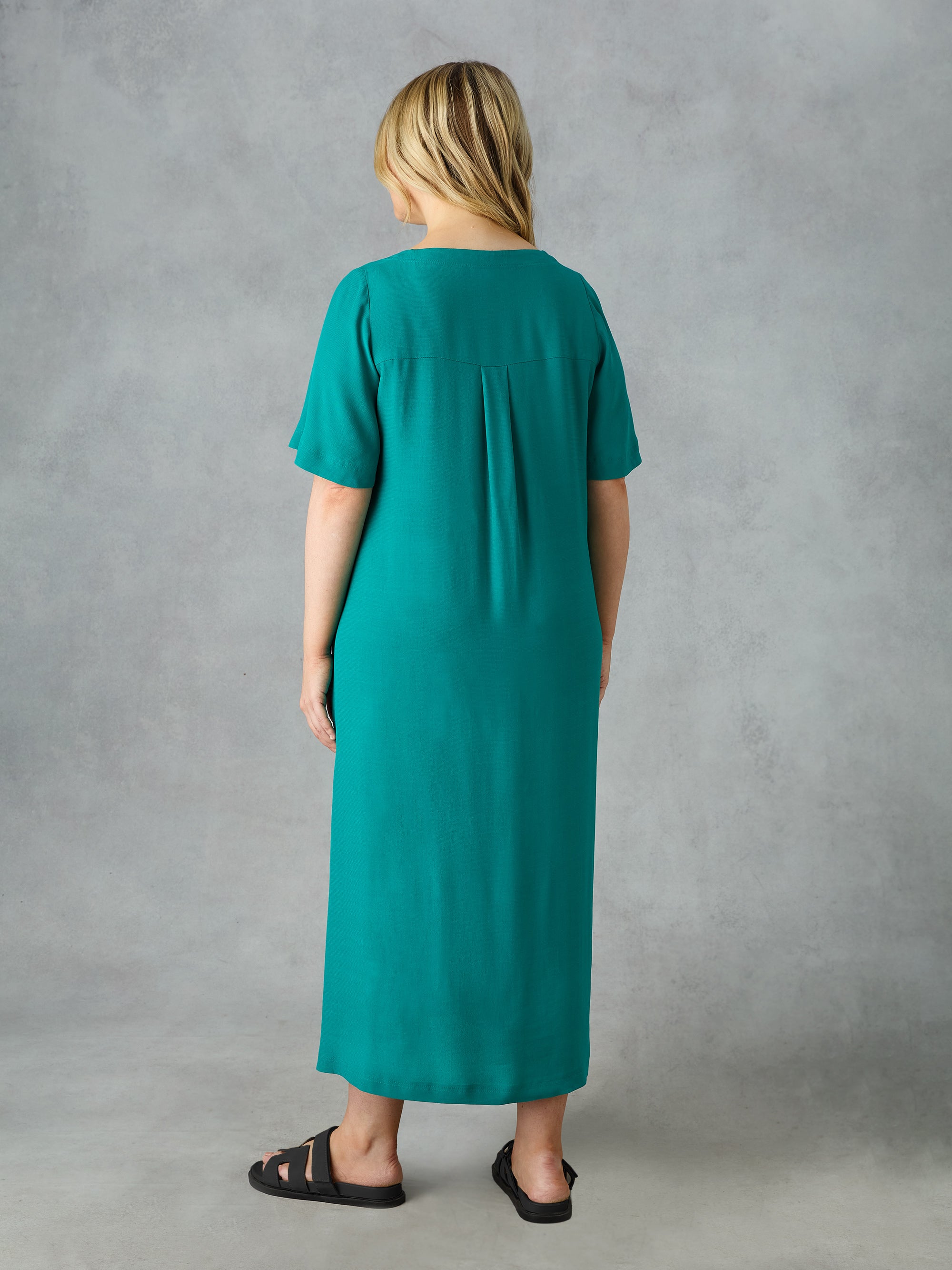 Green V-Neck Maxi Dress