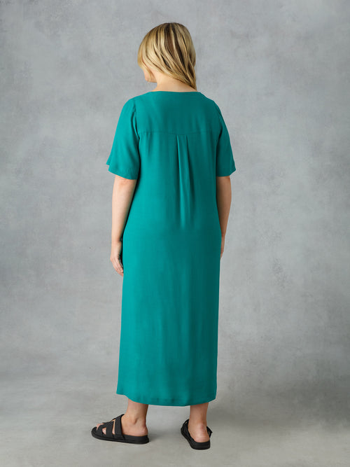 Green V-Neck Maxi Dress