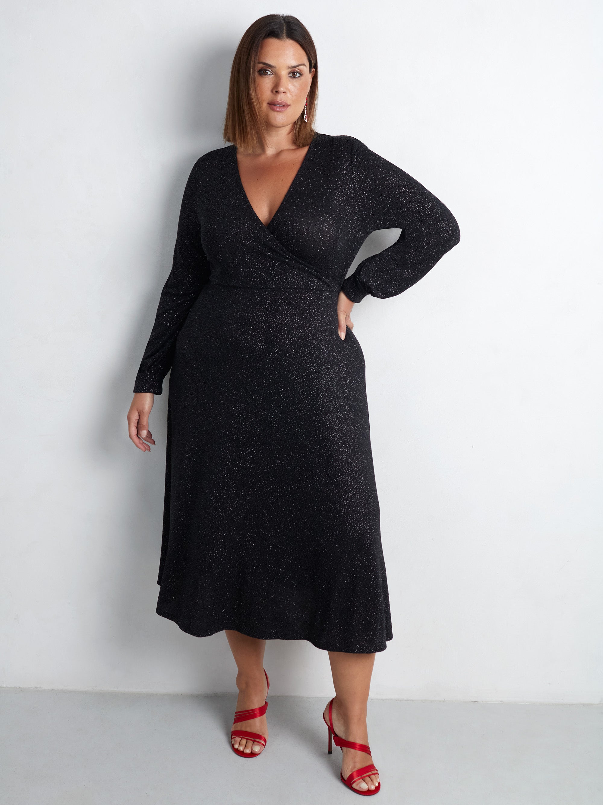 Black Jersey Sparkle Wrap Dress Black Jersey Sparkle Wrap Dress