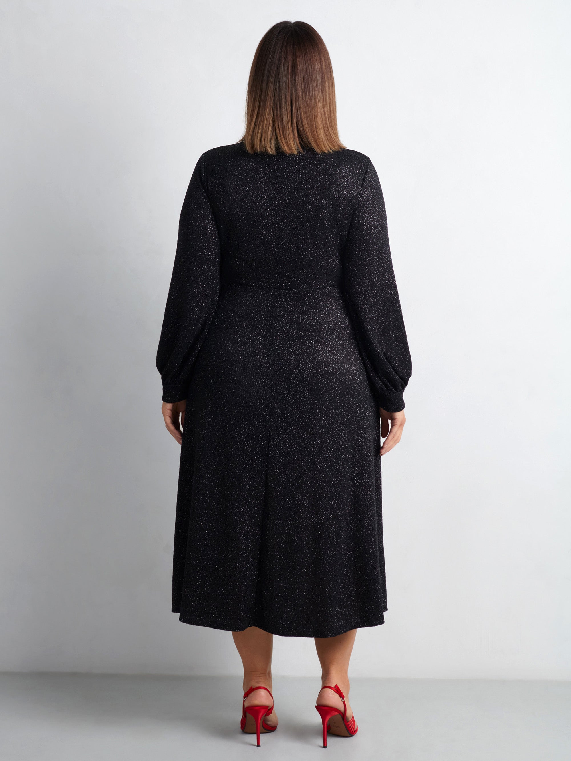 Black Jersey Sparkle Wrap Dress