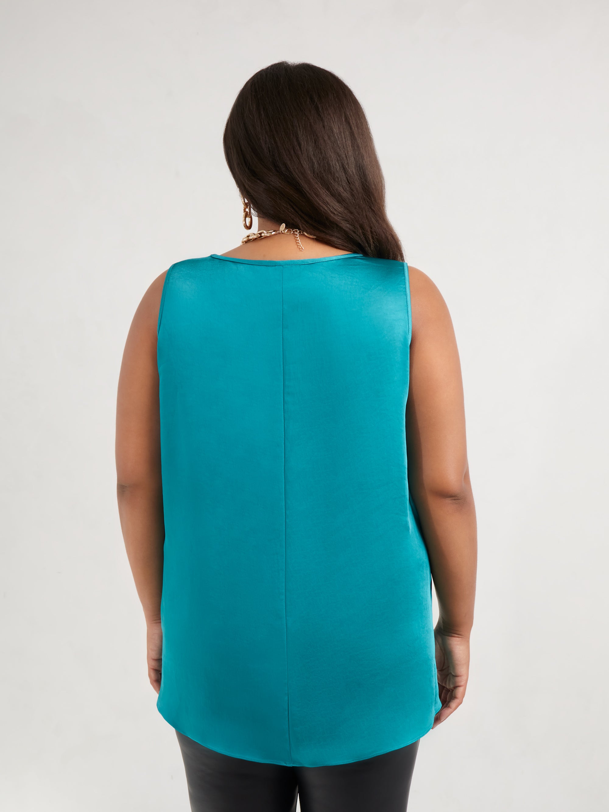 Green Satin V-Neck Vest