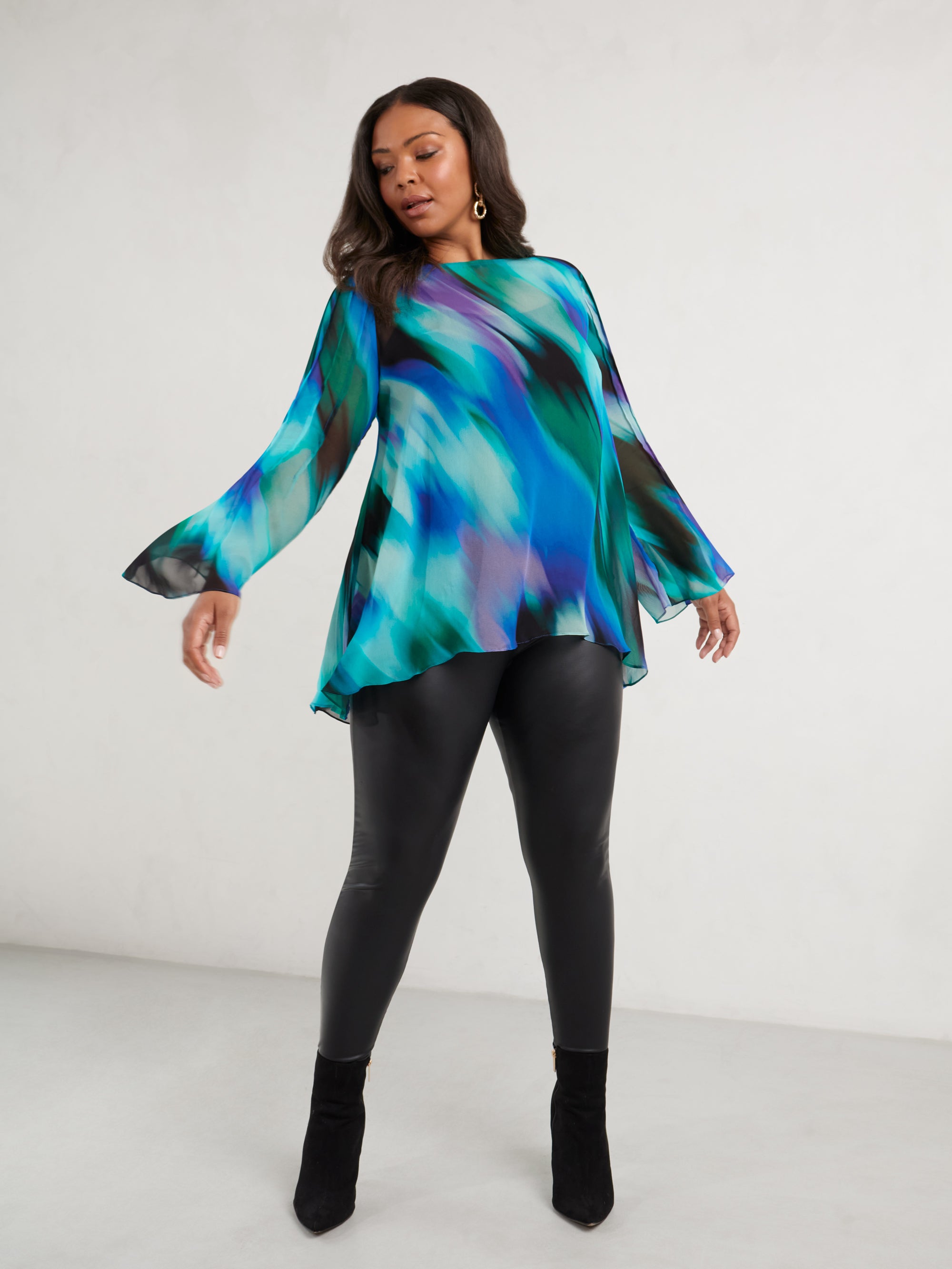 Blue Abstract Print Blouse