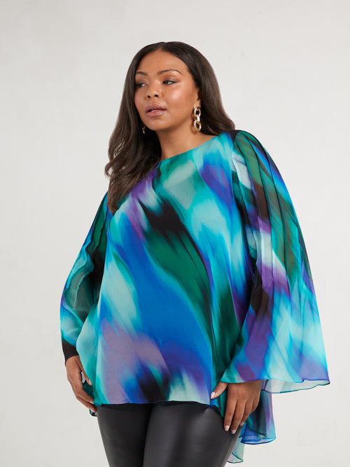 Blue Abstract Print Blouse