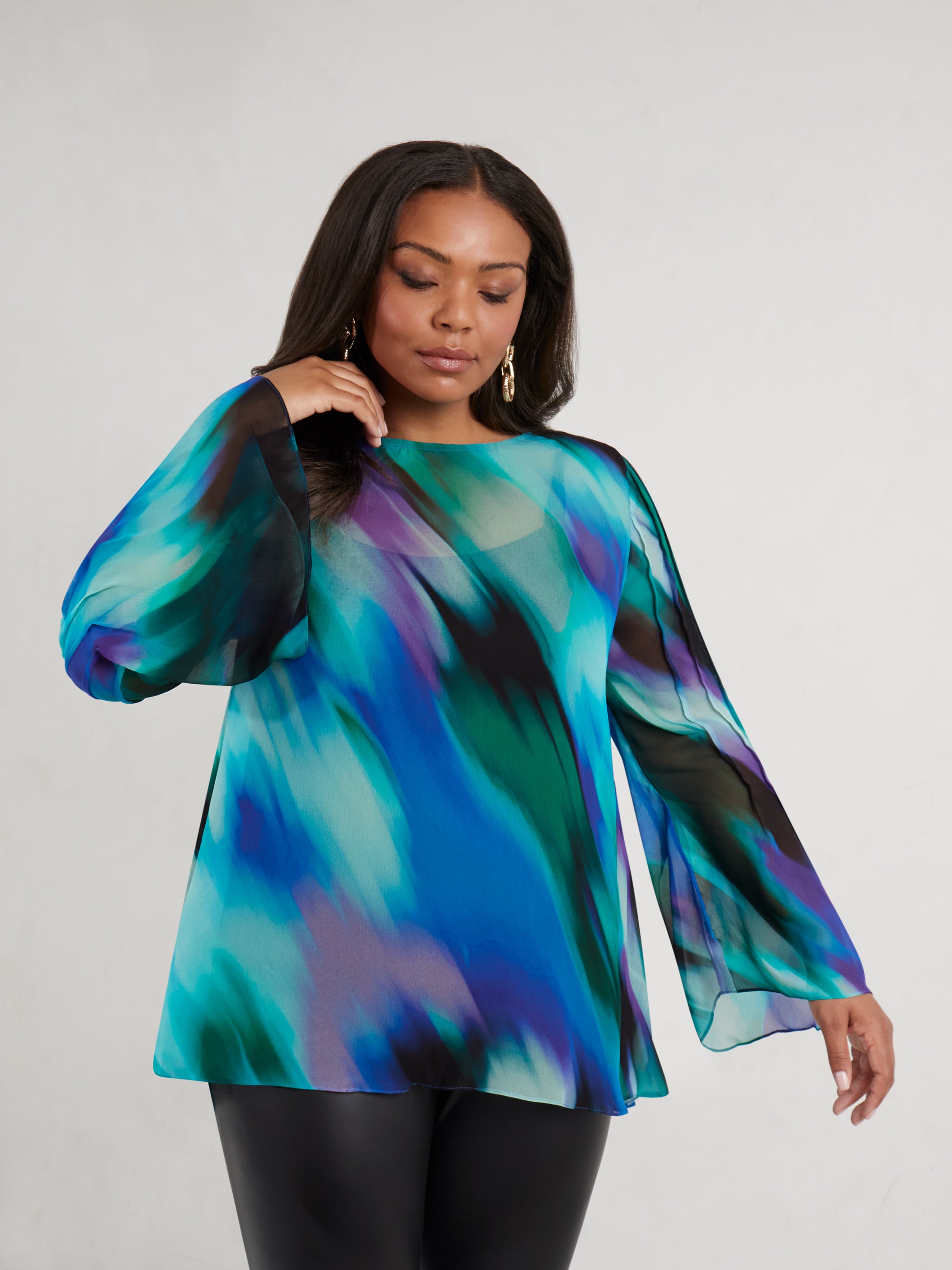 Blue Abstract Print Blouse