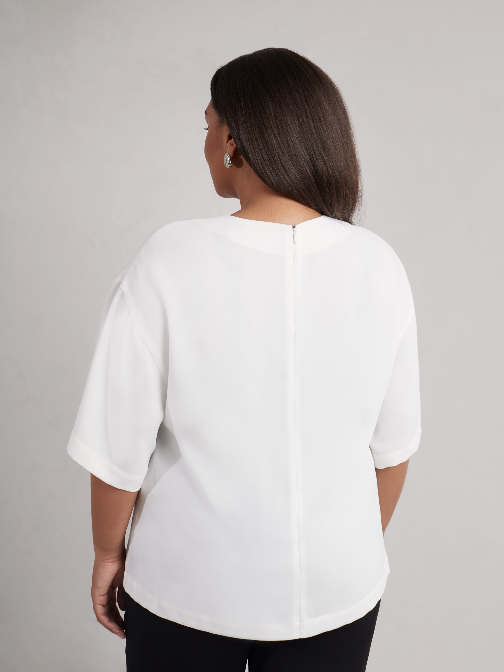 Ivory Woven Crepe Elevated T-Shirt