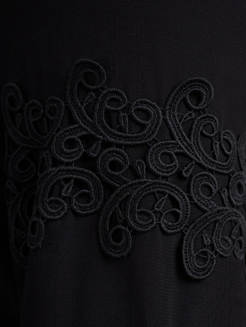 Petite Black Lace Detail Long Sleeve Top