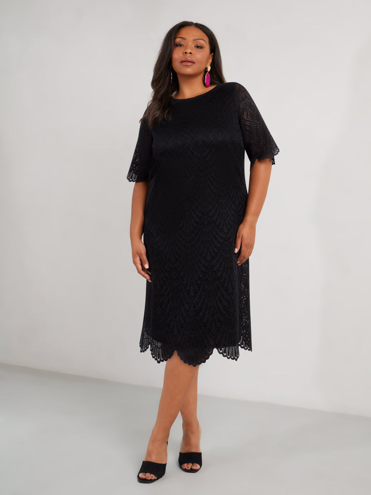 Black Lace Short Sleeve Dress