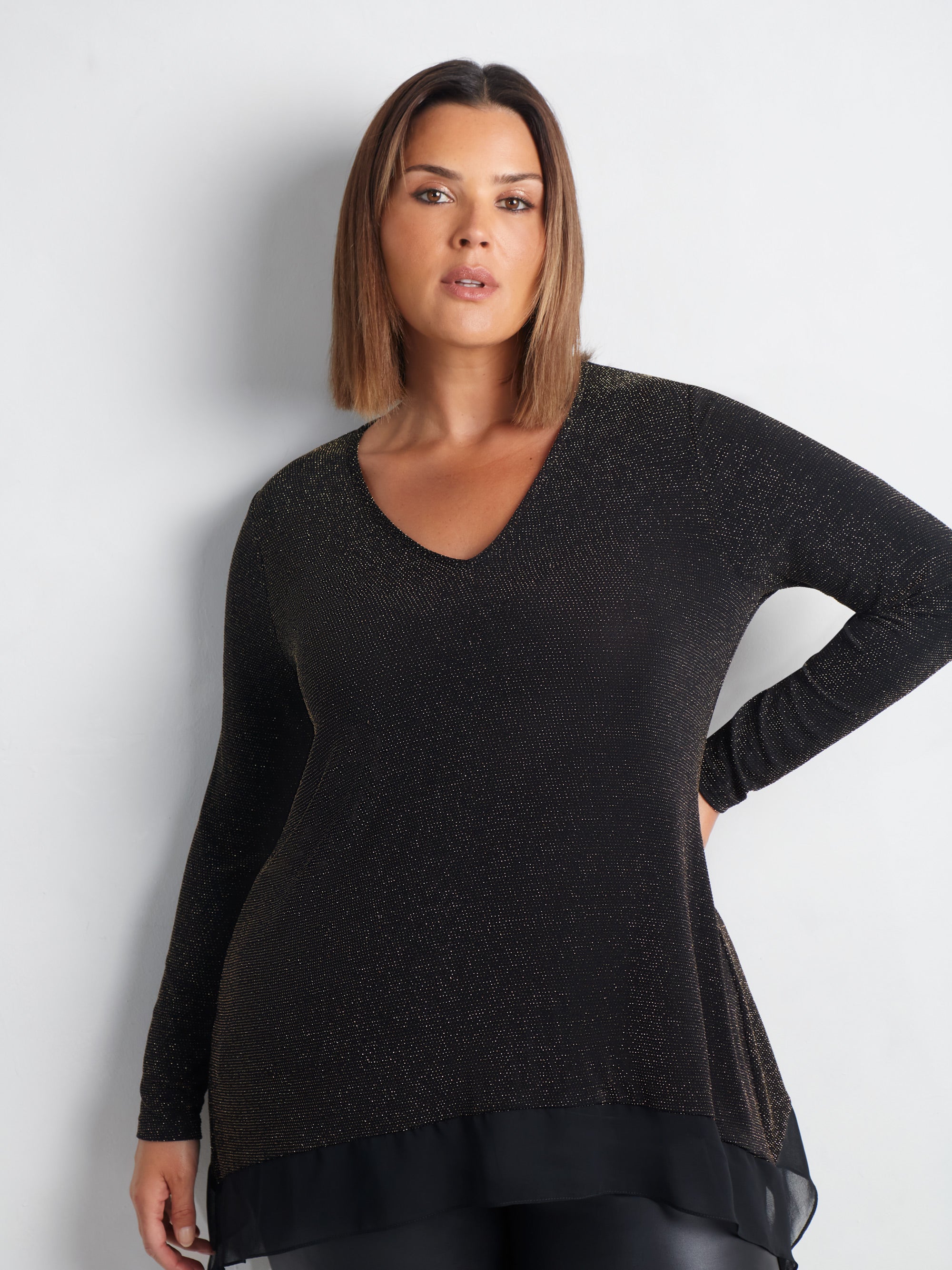 Gold Sparkle Jersey Hanky Hem Tunic