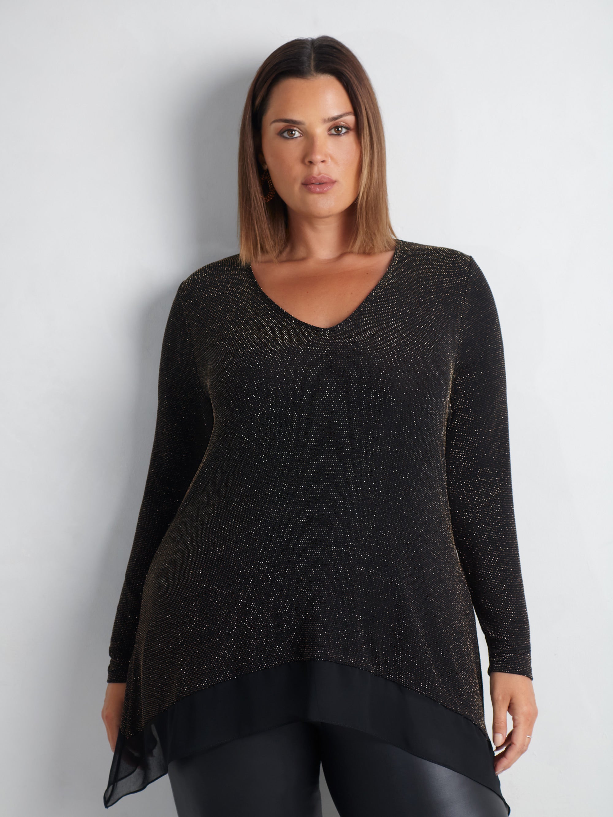 Gold Sparkle Jersey Hanky Hem Tunic