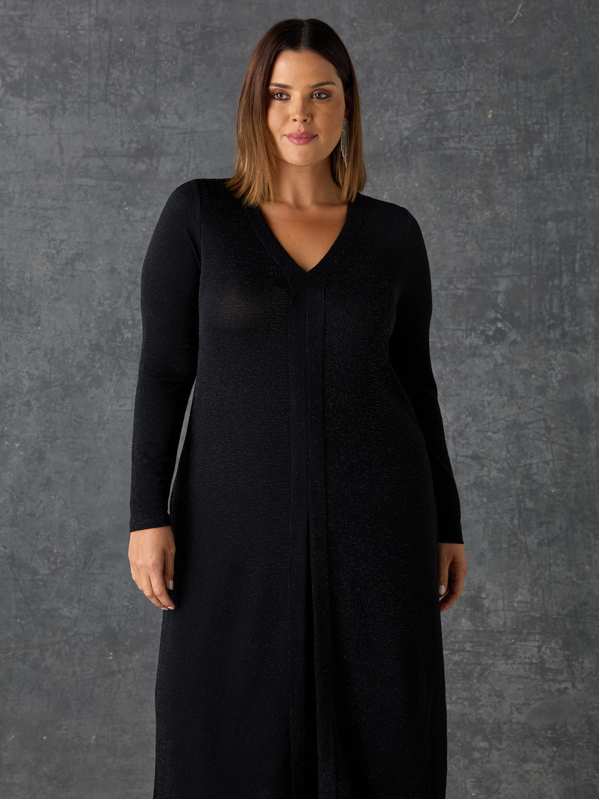 Front Split Tunic Black Sparkle Split Front Tunic