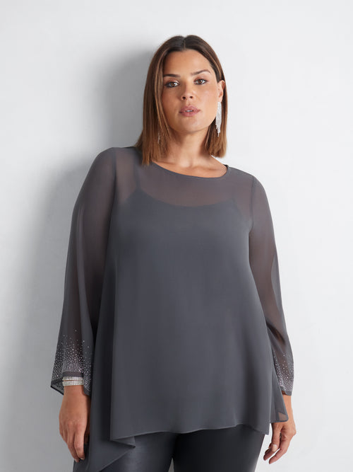 Grey Asymmetric Hotfix Top