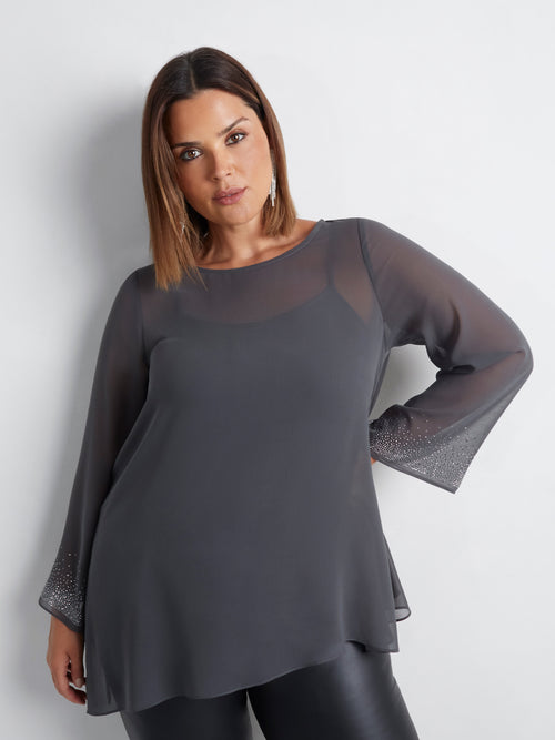 Grey Asymmetric Hotfix Top