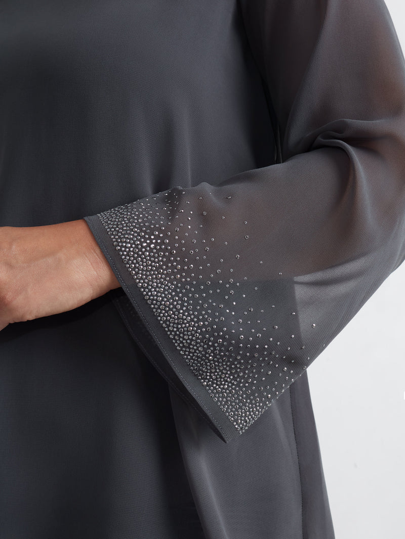Grey Asymmetric Hotfix Top