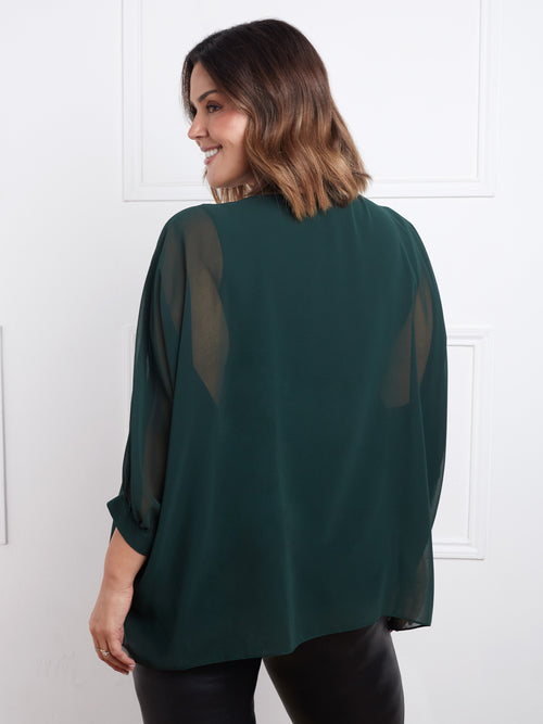 Green Pleat Front Top