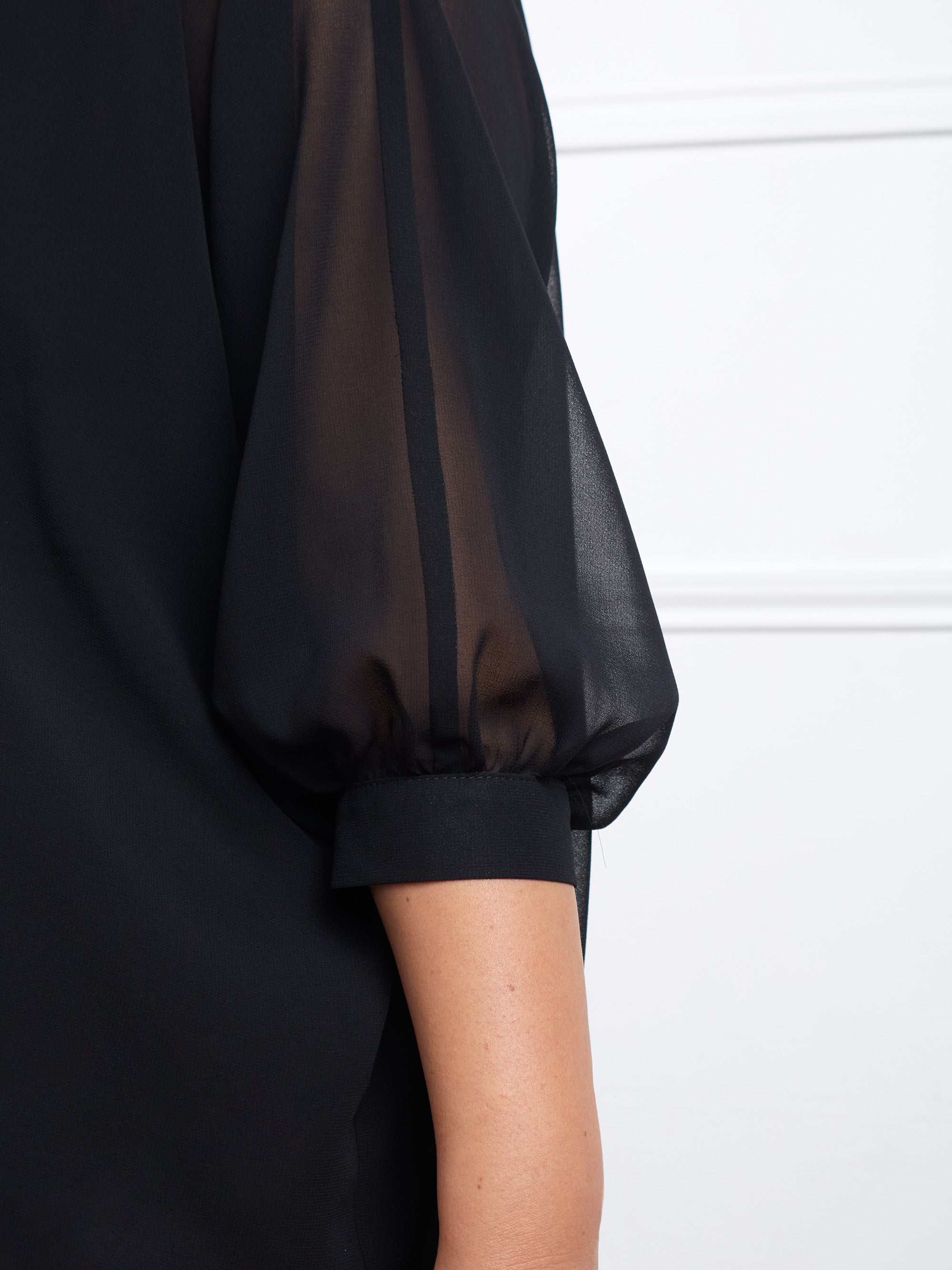 Black Pleat Front Top