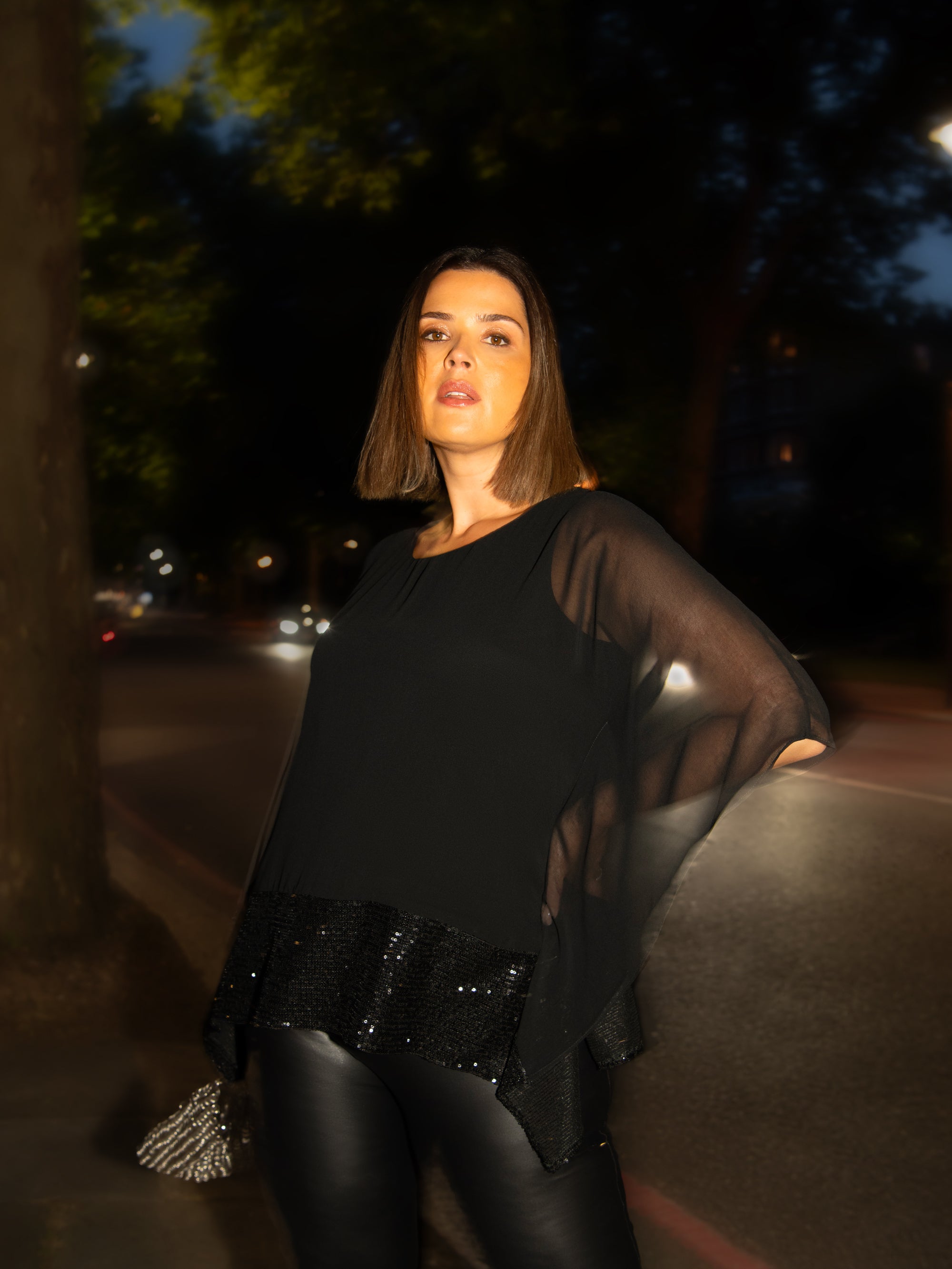 chiffon sequin top