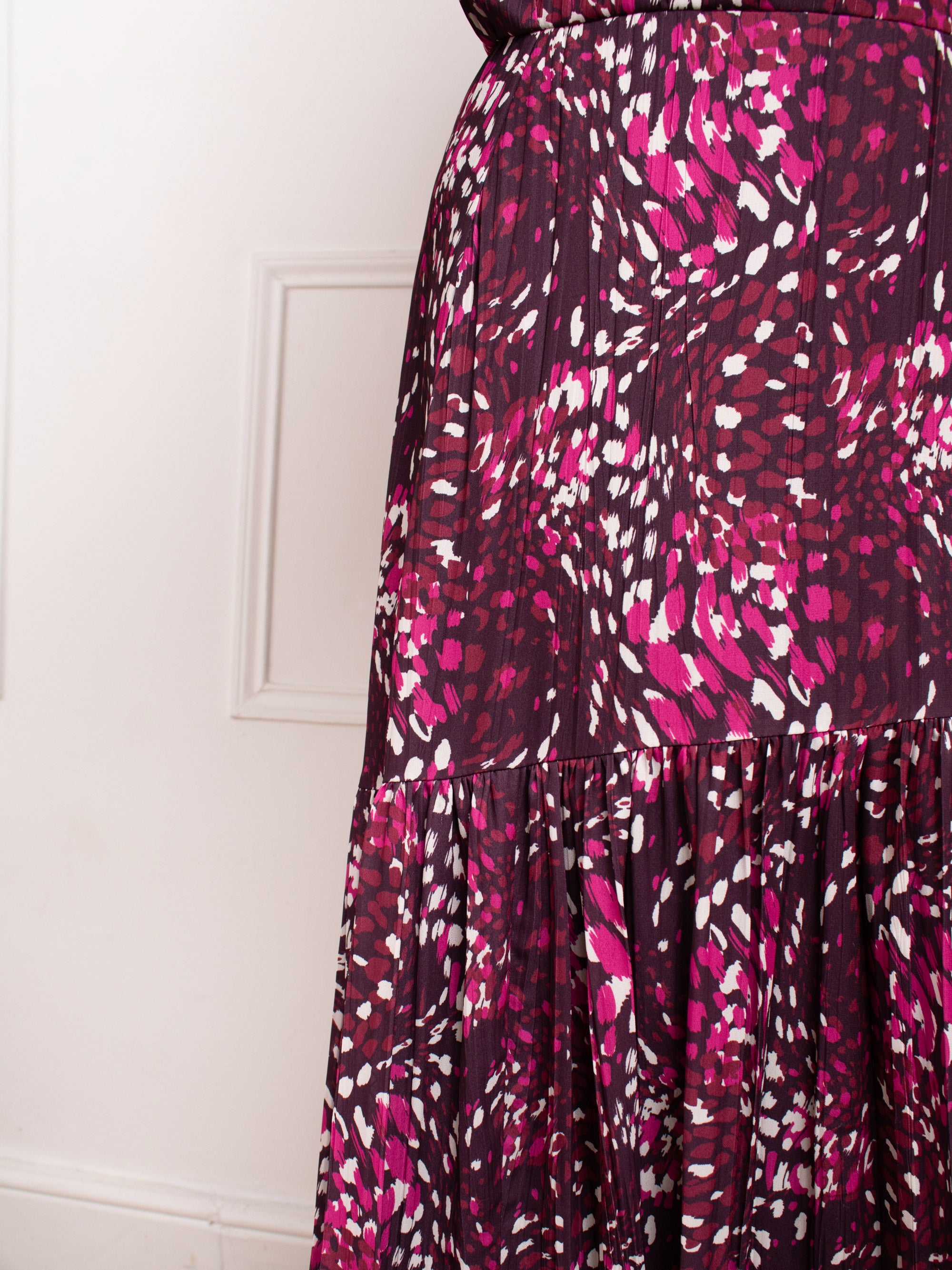 Pink Abstract Print Midaxi Dress