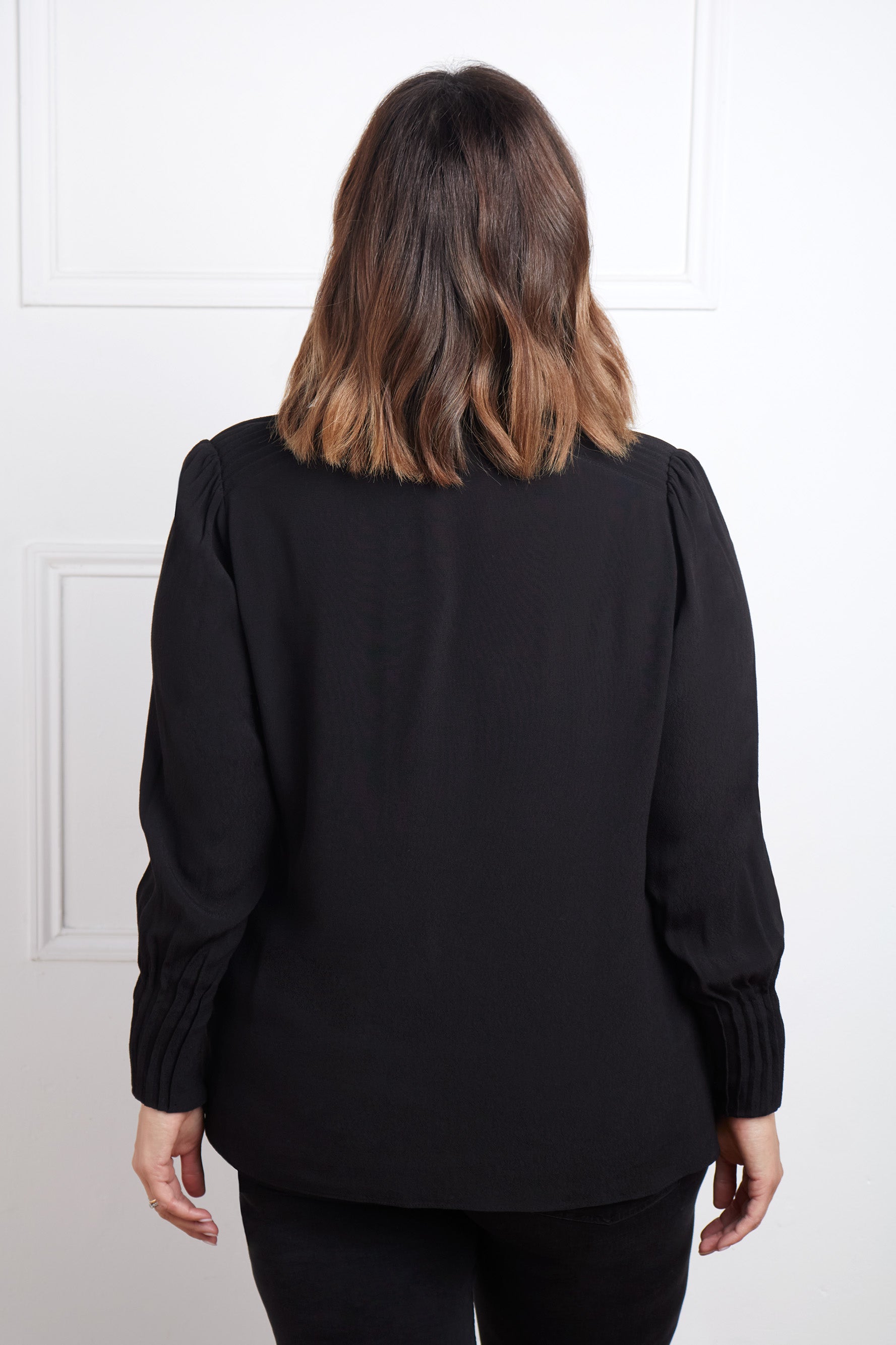 Black Pin Tuck Detail Blouse