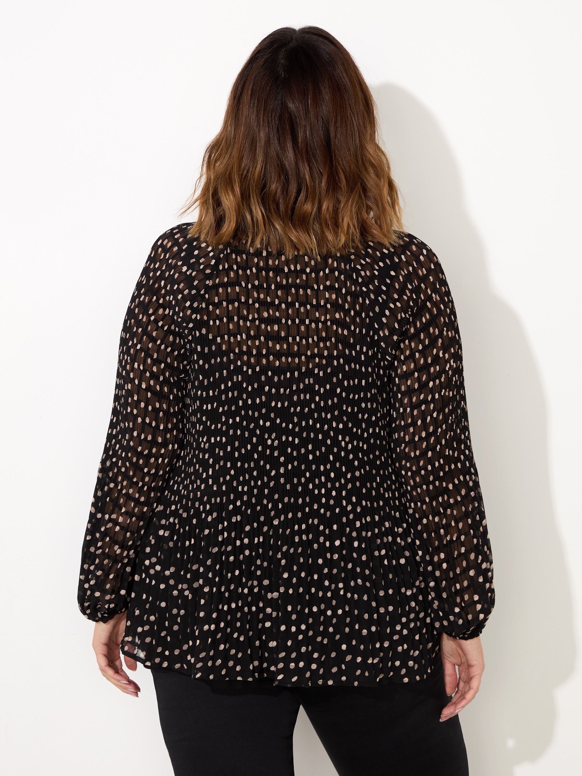 Mono Polka Dot Pleat Blouse