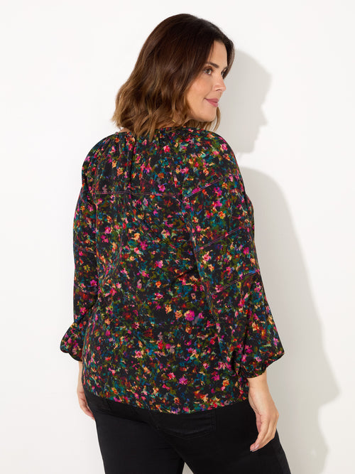 Multi Colour Ditsy Raglan Sleeve Blouse