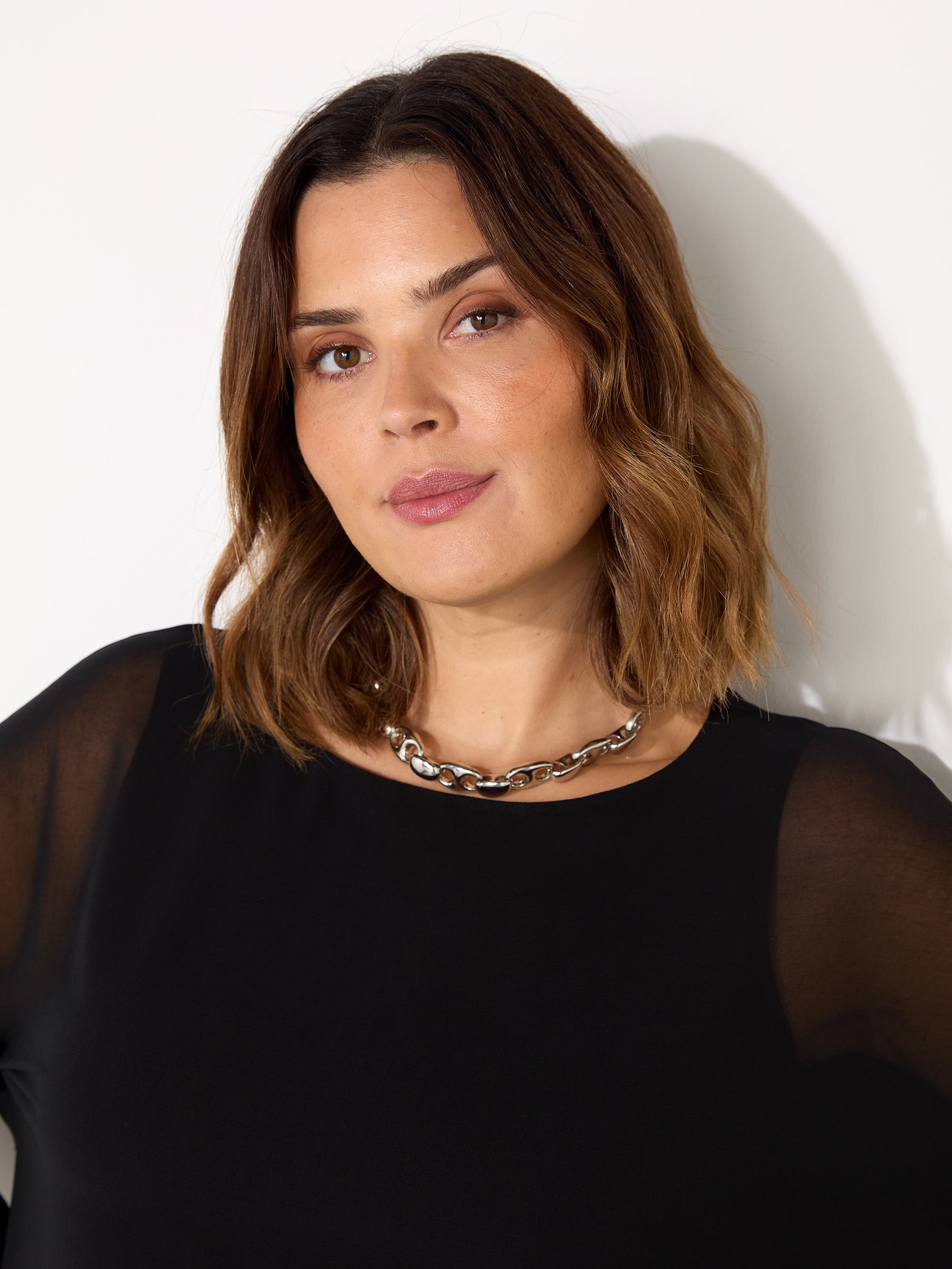 black chiffon overlay top