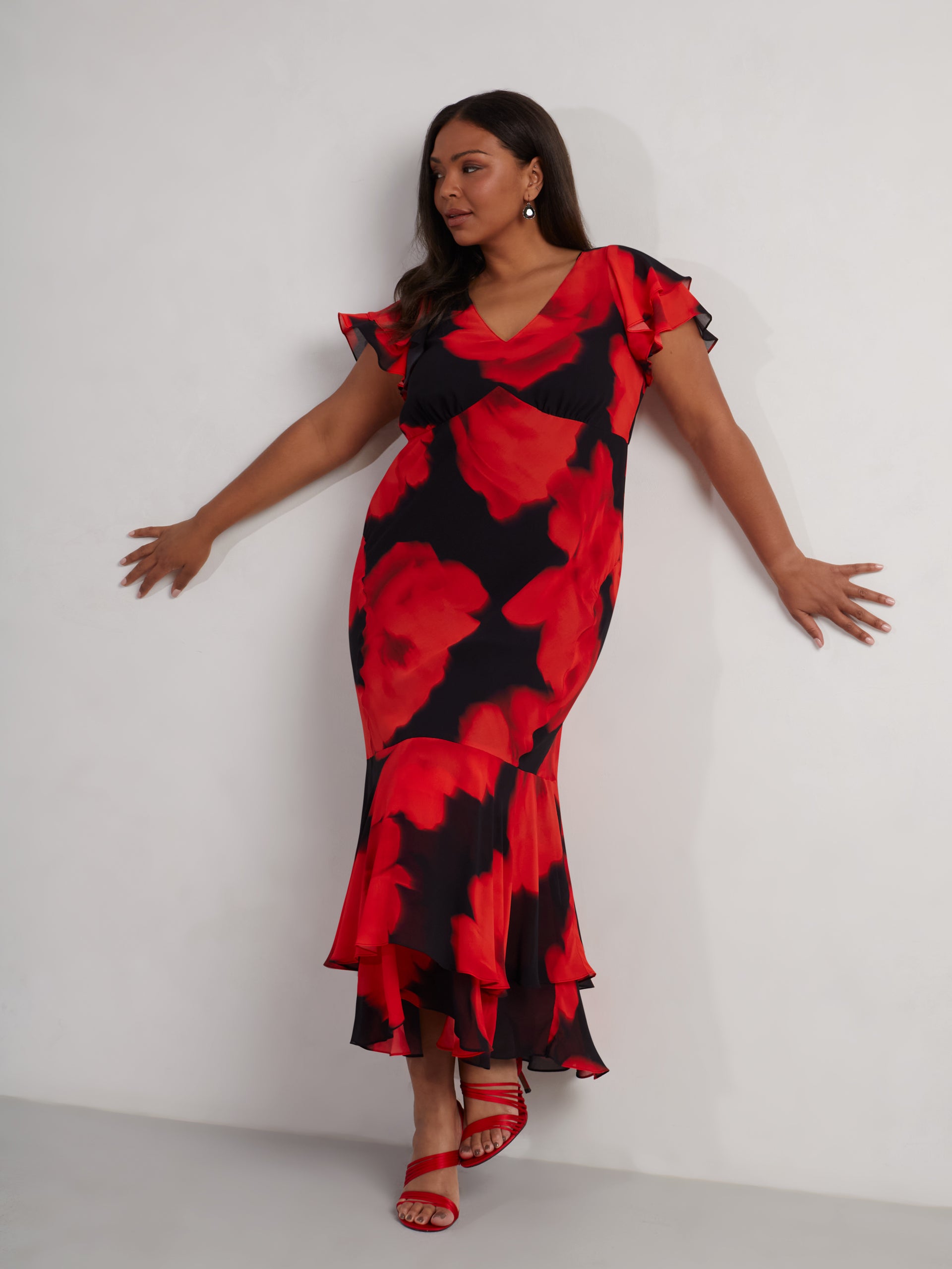 Monday Muse Drop Waist Maxi Dress Floral Red main image 1