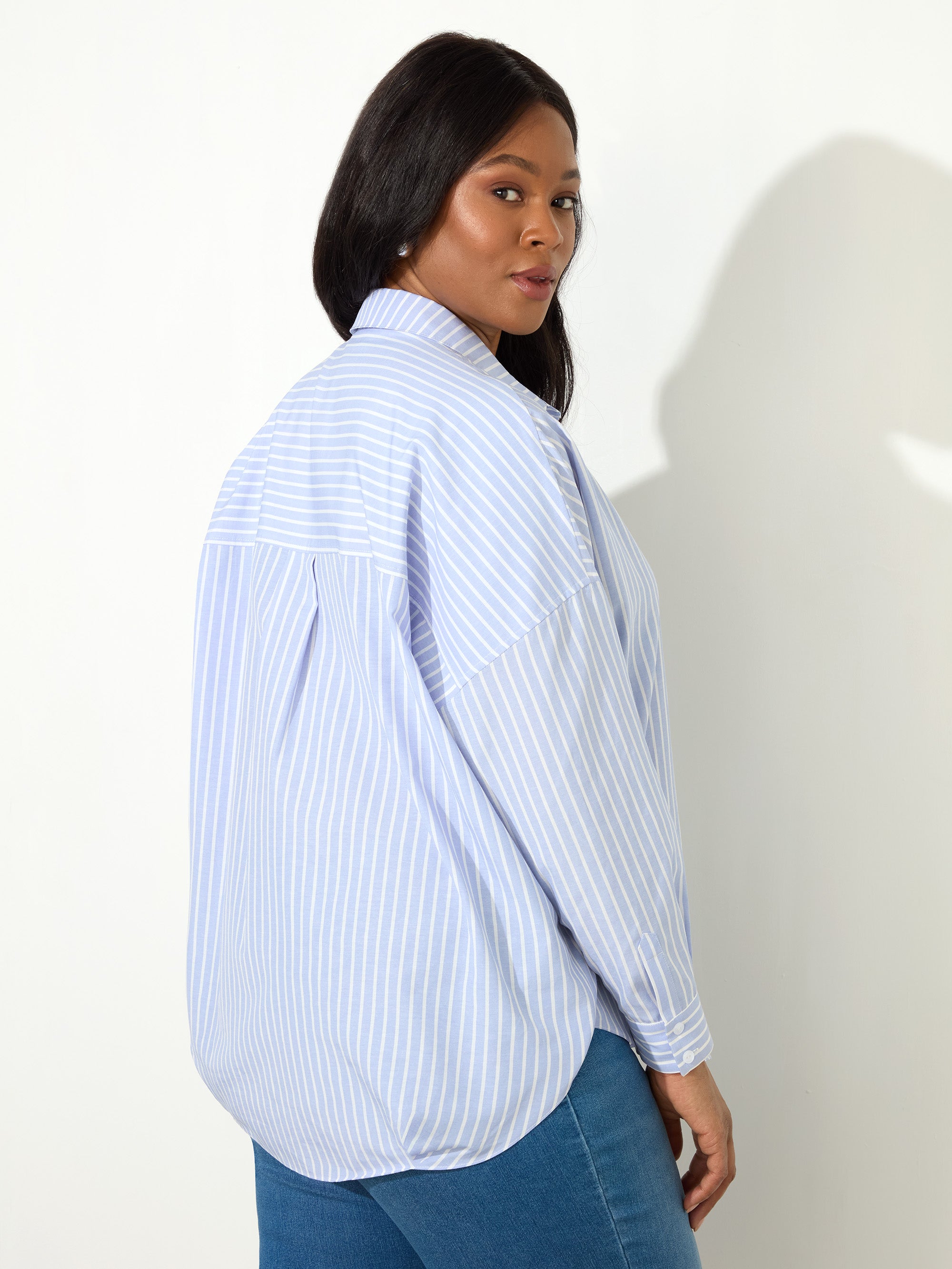 Blue Stripe Half Placket Shirt