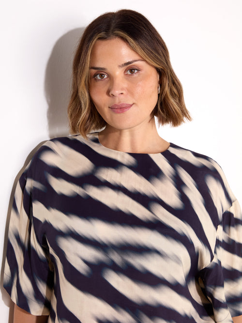 Blurred Animal Print Elevated Woven Top