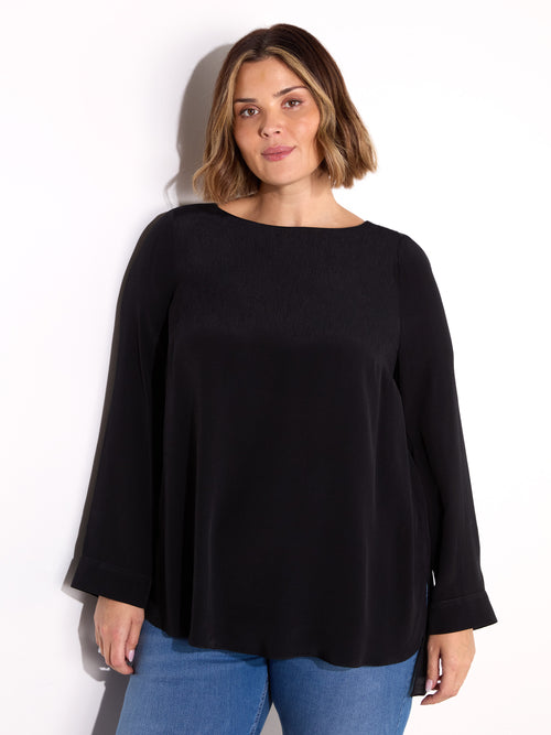 Black Stepped Hem Tunic