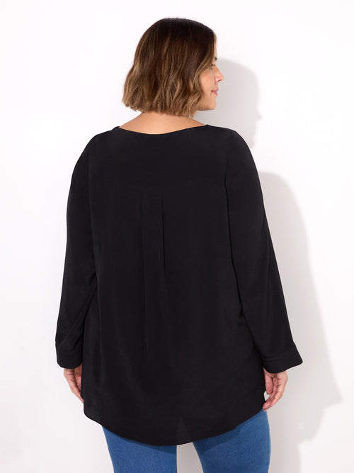 Black Stepped Hem Tunic