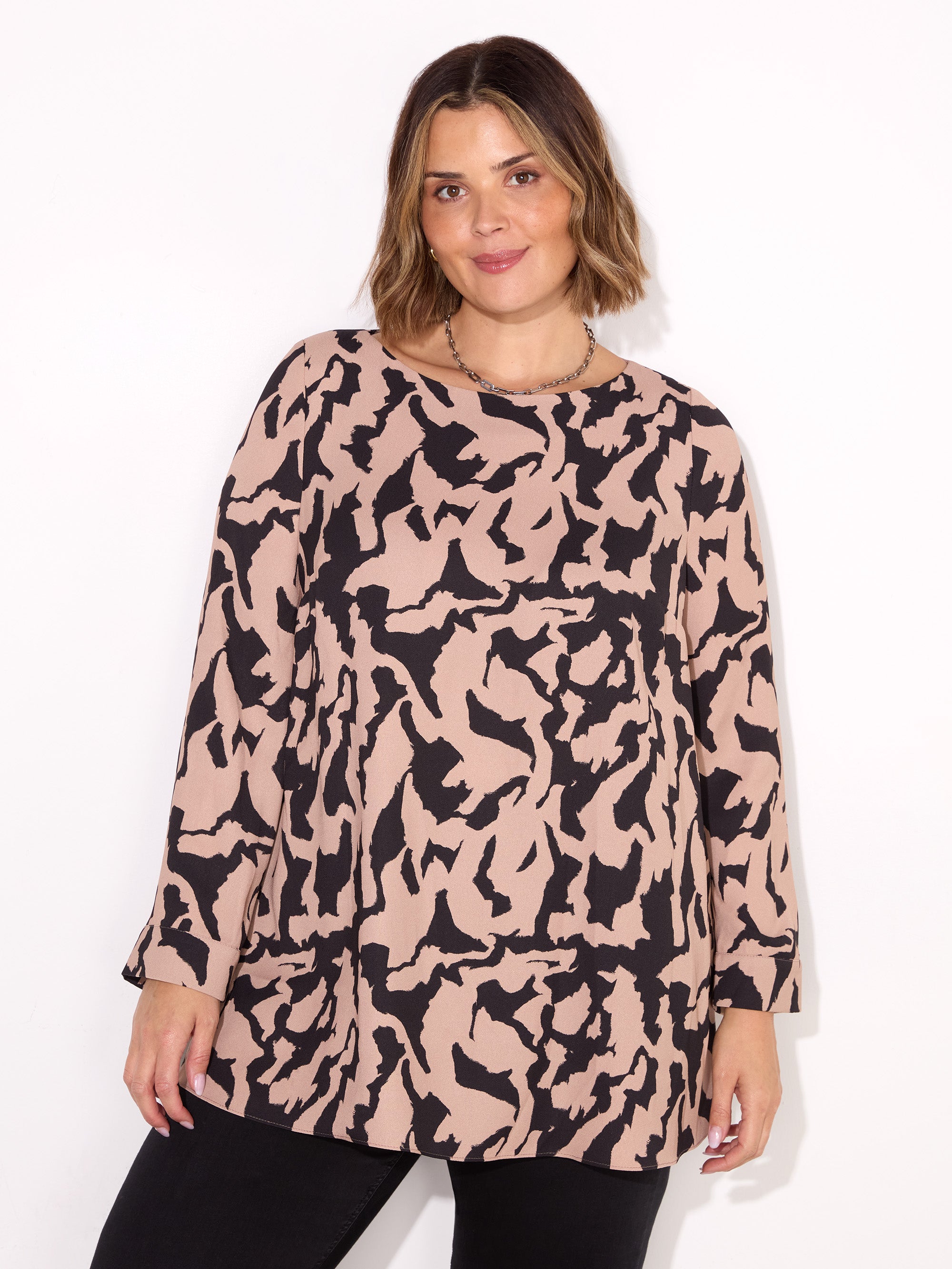 Petite Printed Slash Neck Tunic