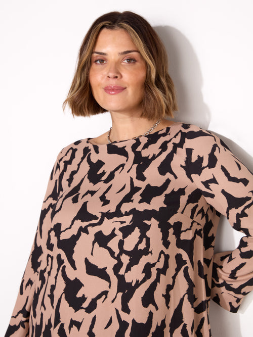 Printed Slash Neck Tunic