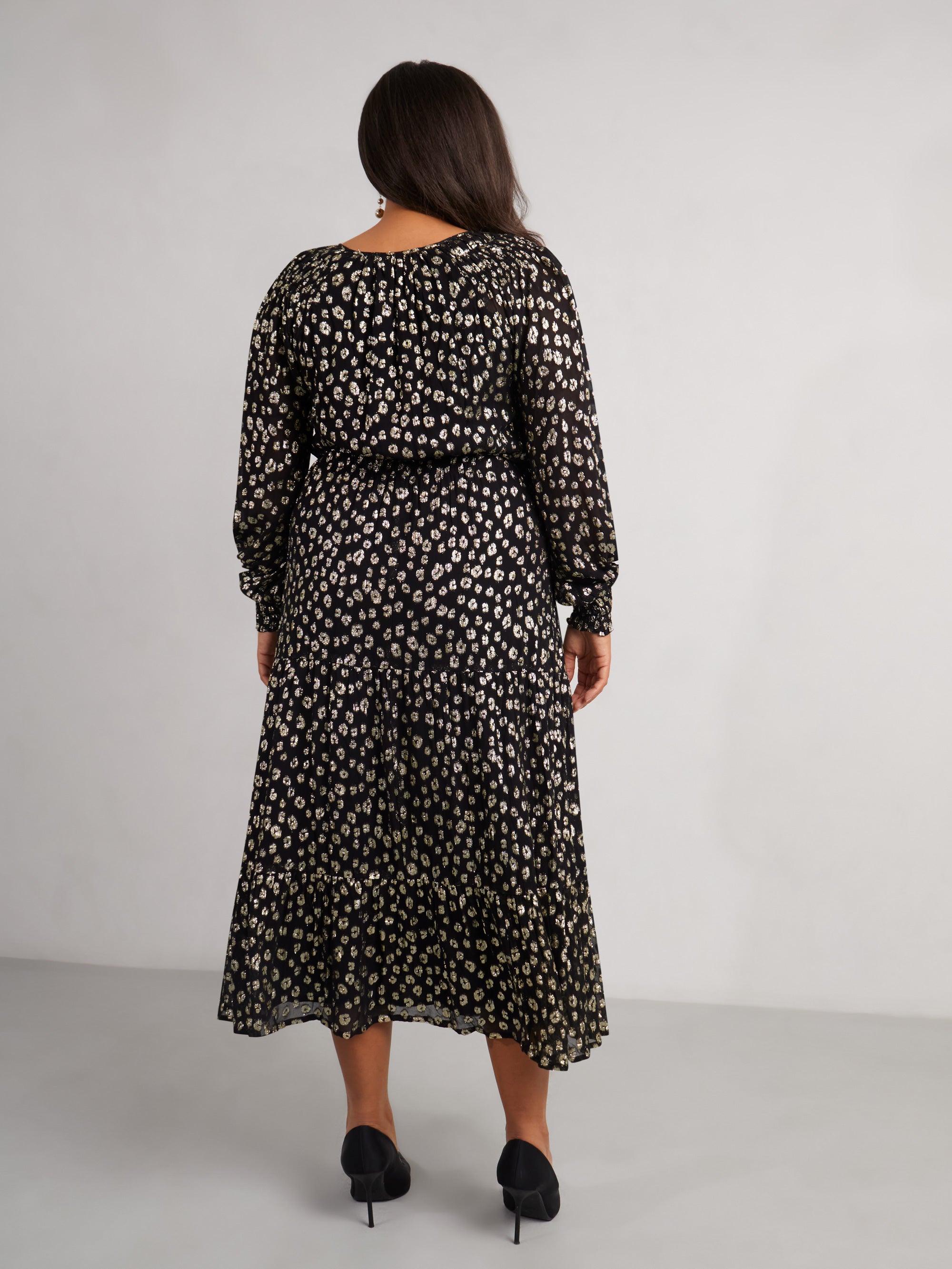 Golden Leopard Metallic Midaxi Dress