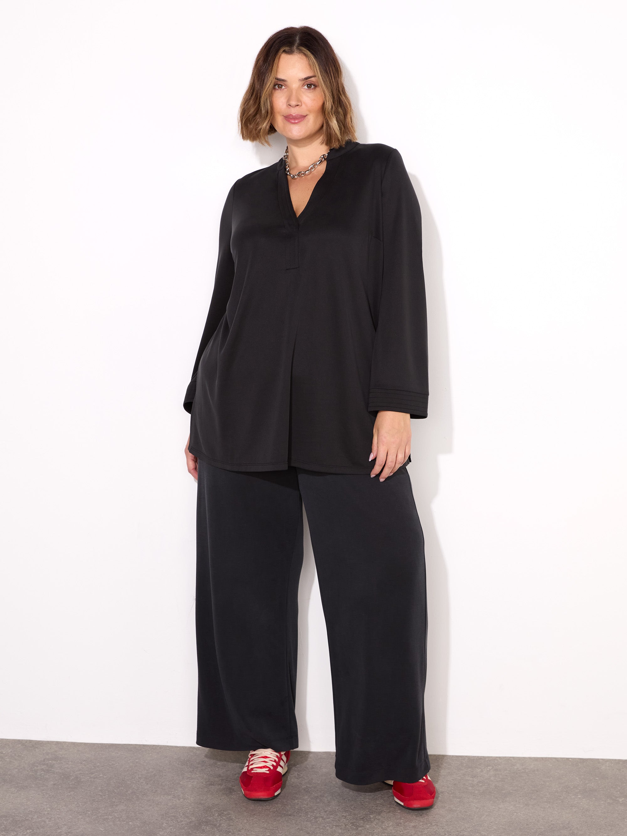 Petite Black Cupro Jersey Trouser