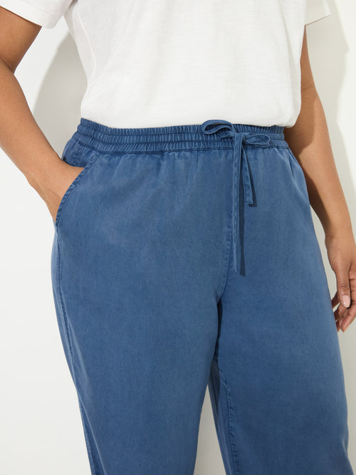 Blue Drawstring Wide Leg Trouser