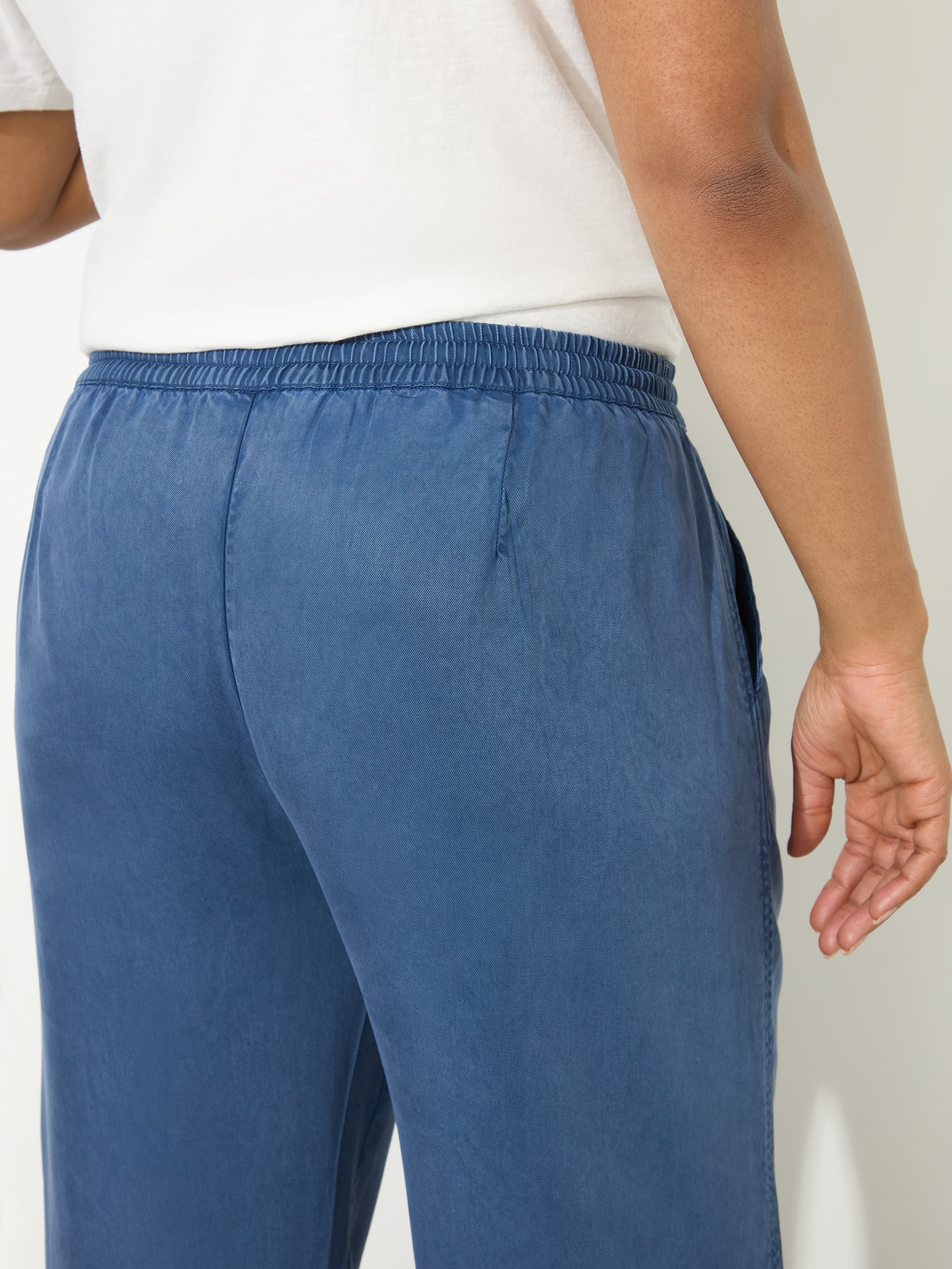 Blue Drawstring Wide Leg Trouser