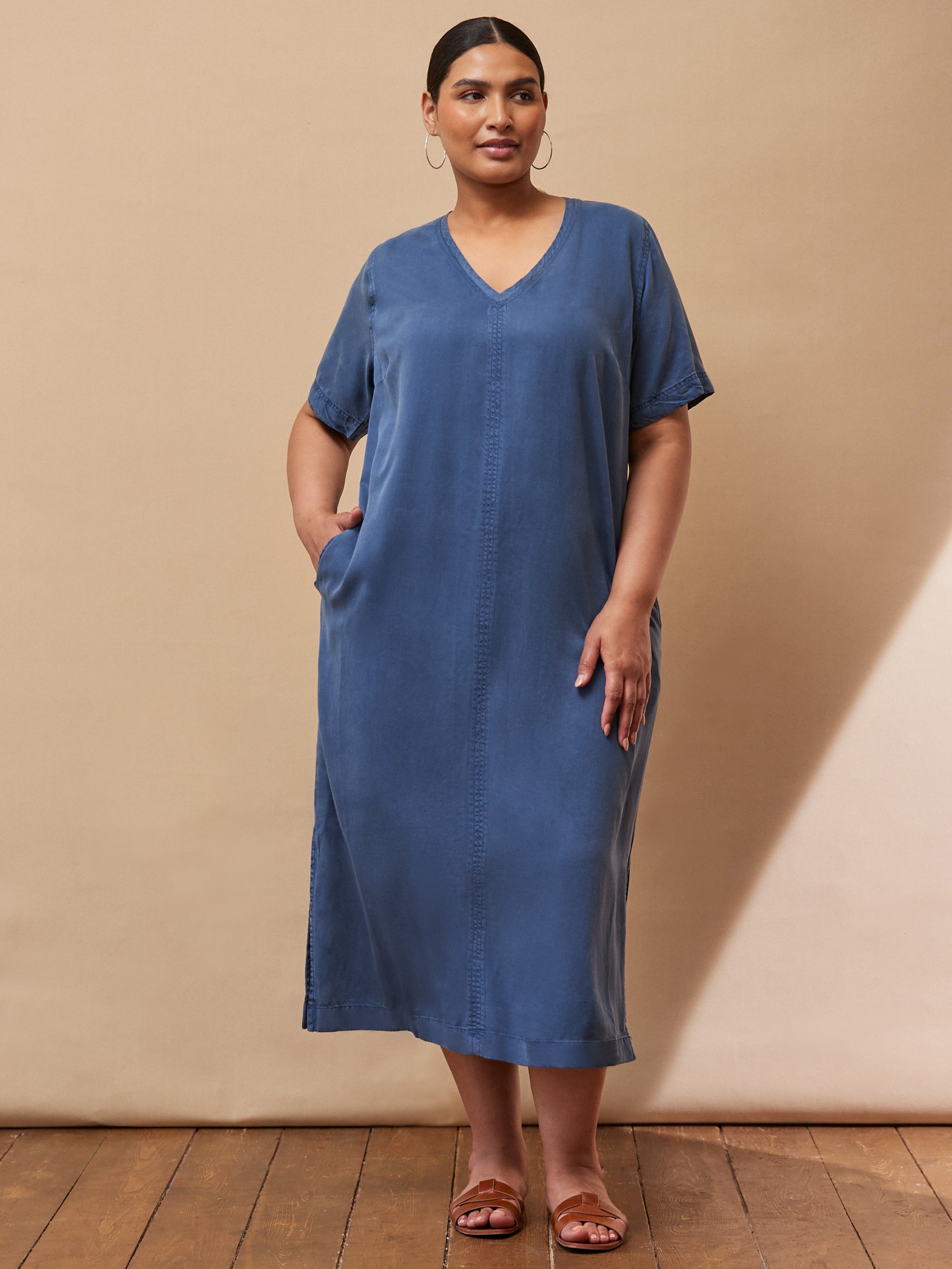 Soft Touch Denim-Style Midi Dress