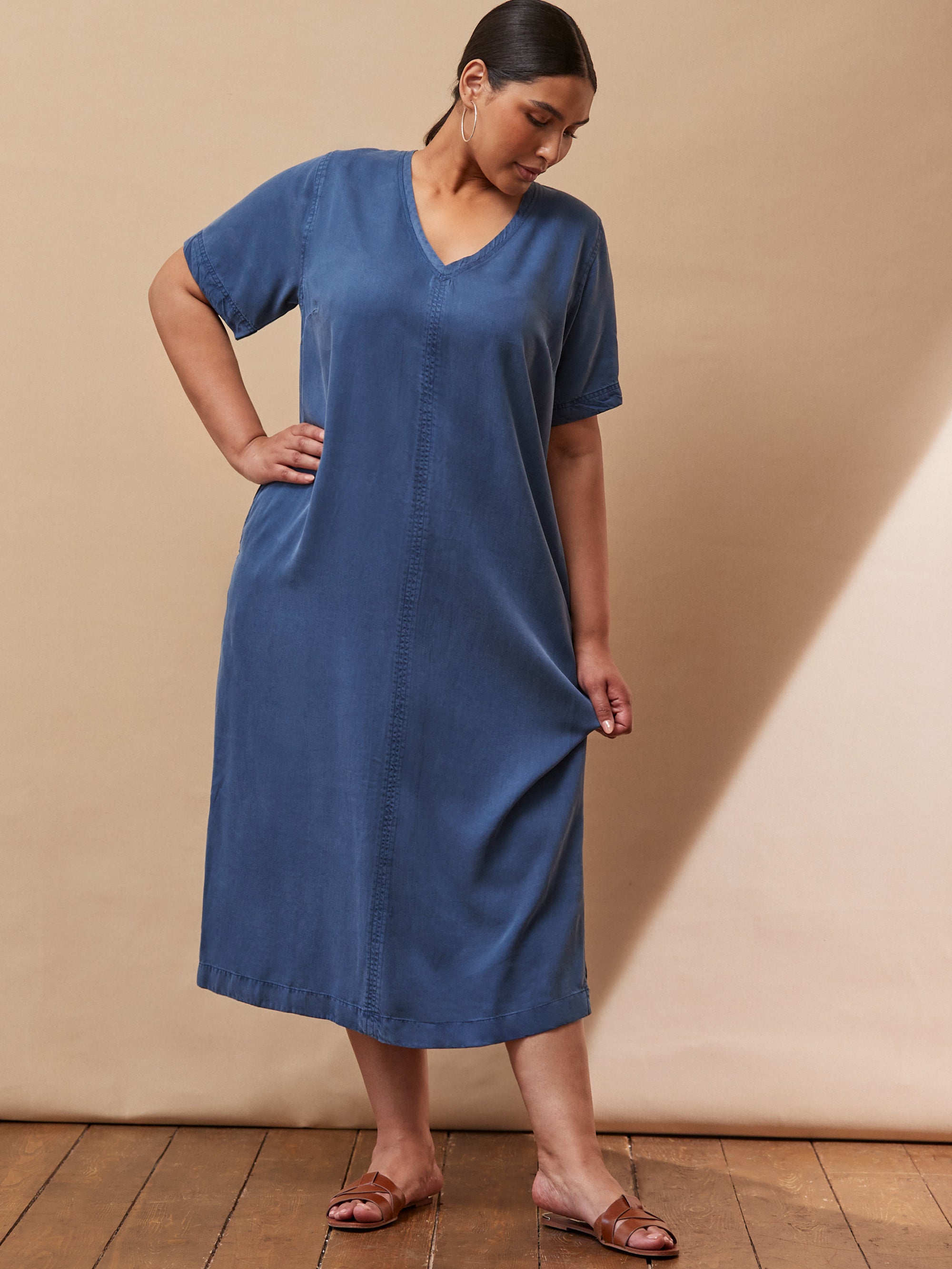 Soft Touch Denim-Style Midi Dress
