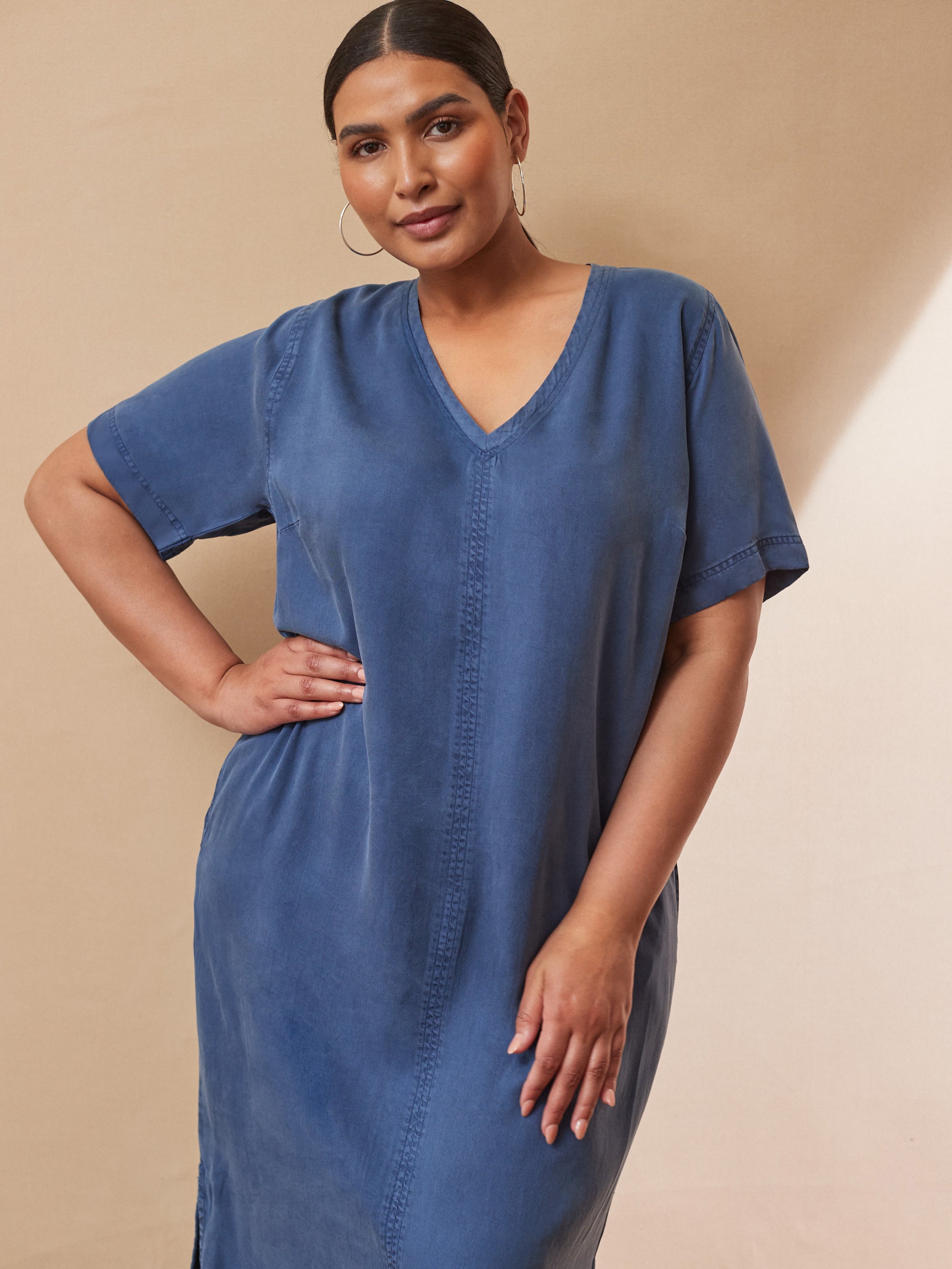 Soft Touch Denim-Style Midi Dress