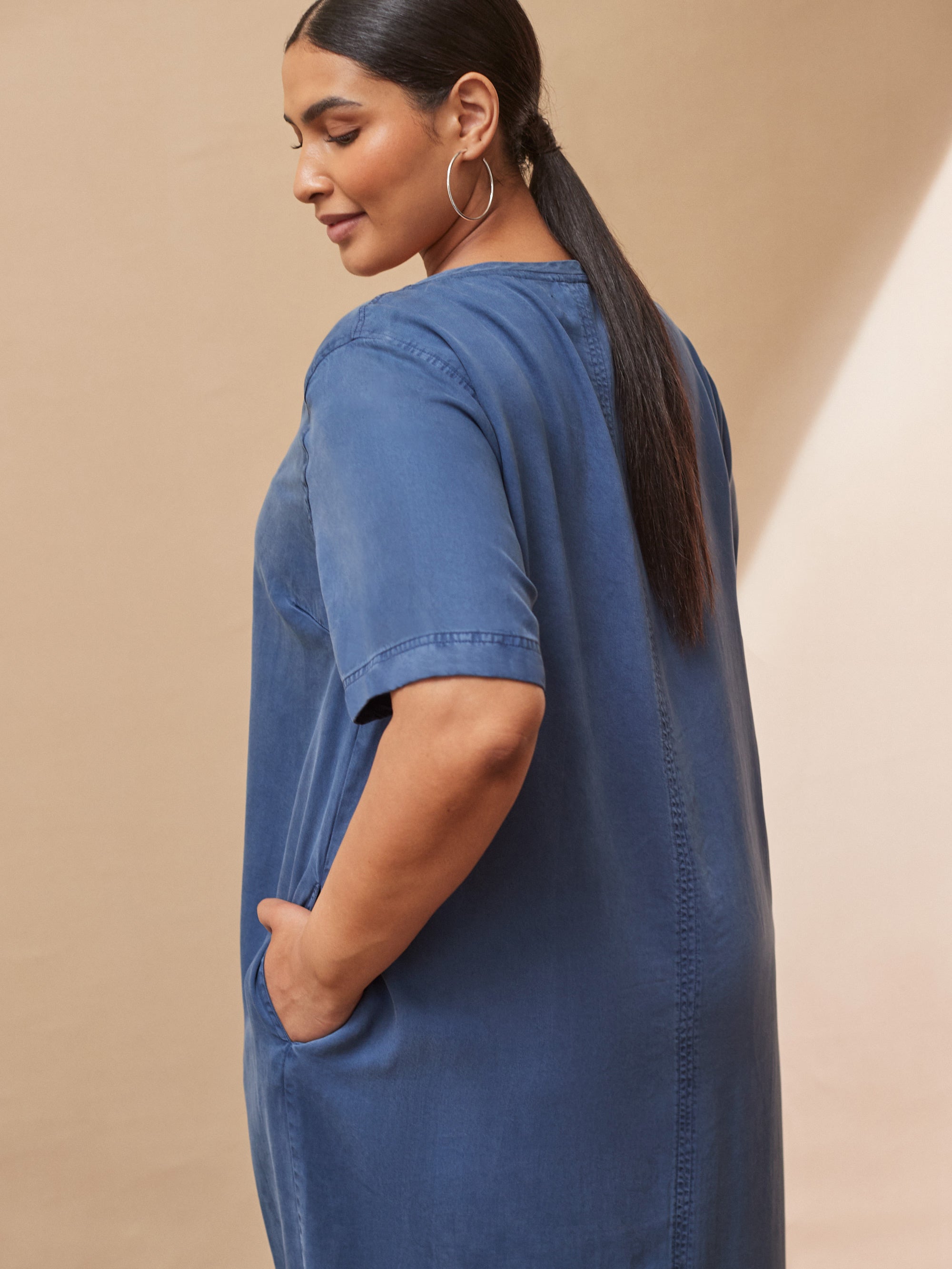 Soft Touch Denim-Style Midi Dress