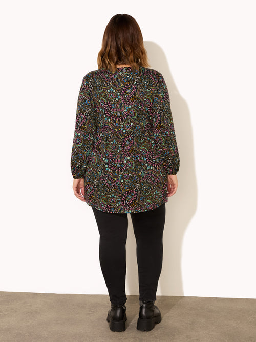 Multi Paisley Jersey Nehru Collar Tunic