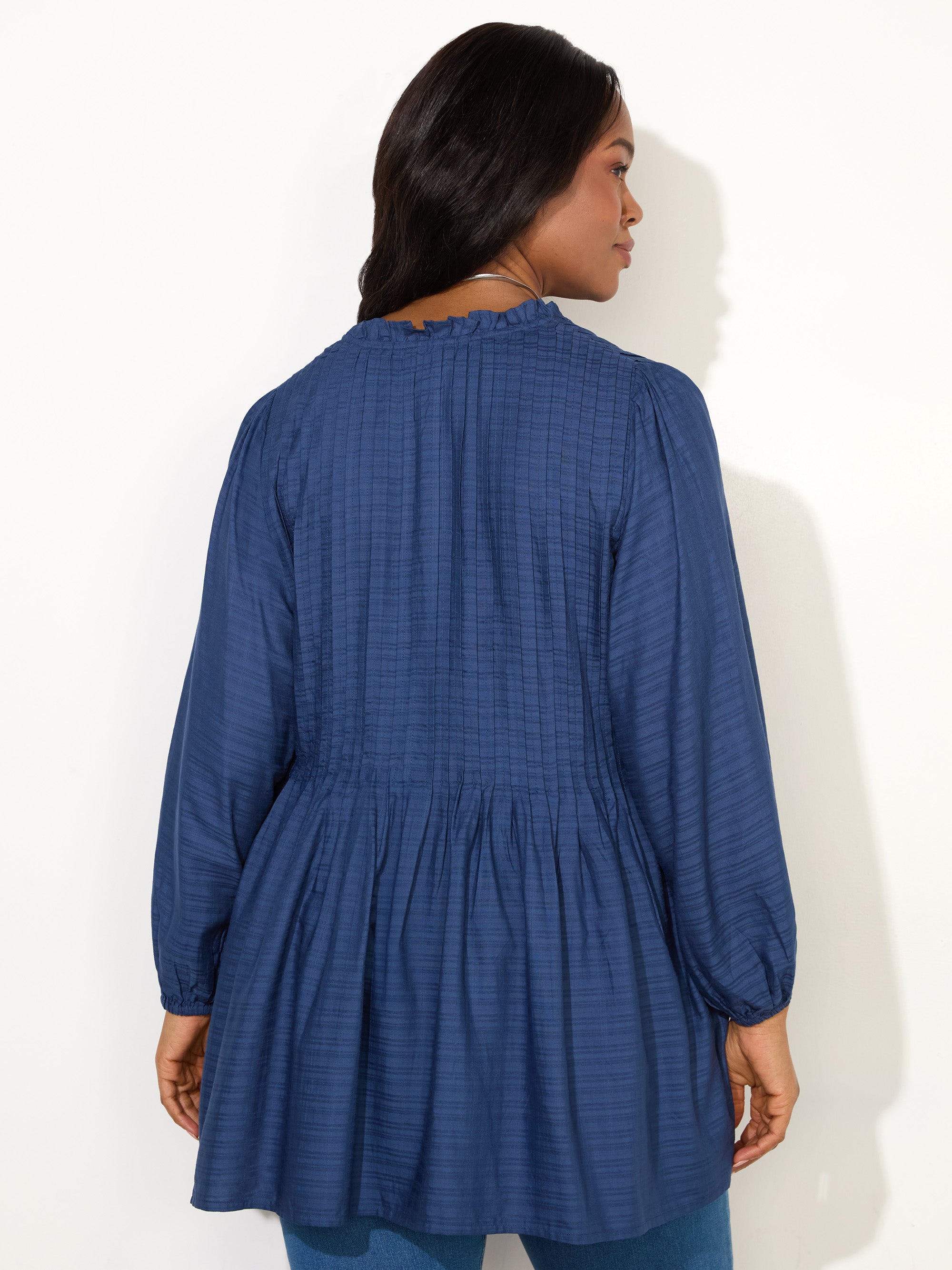 Blue Pintuck Tunic