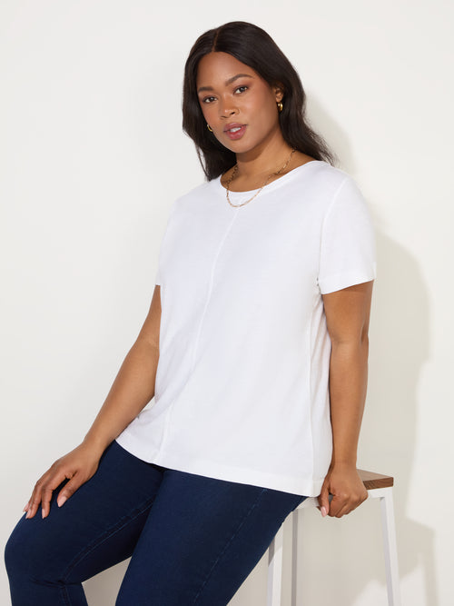 Ivory Cotton Slub Crew Neck T-Shirt