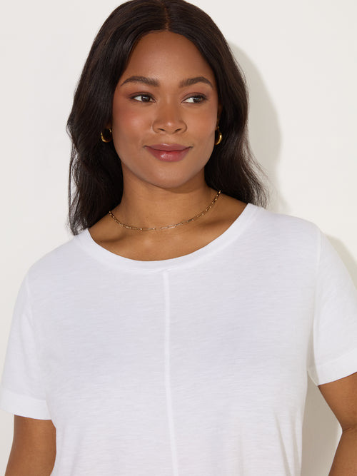 Ivory Cotton Slub Crew Neck T-Shirt