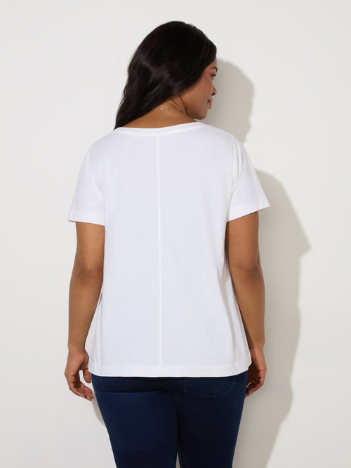 Ivory Cotton Slub Crew Neck T-Shirt