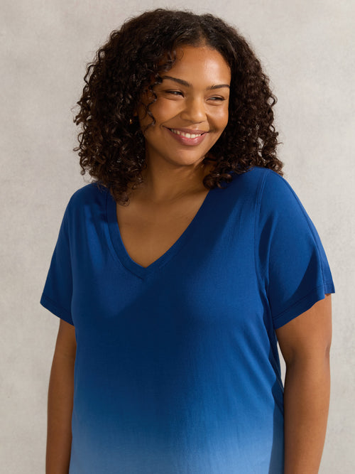 Blue Ombre T-Shirt Dress