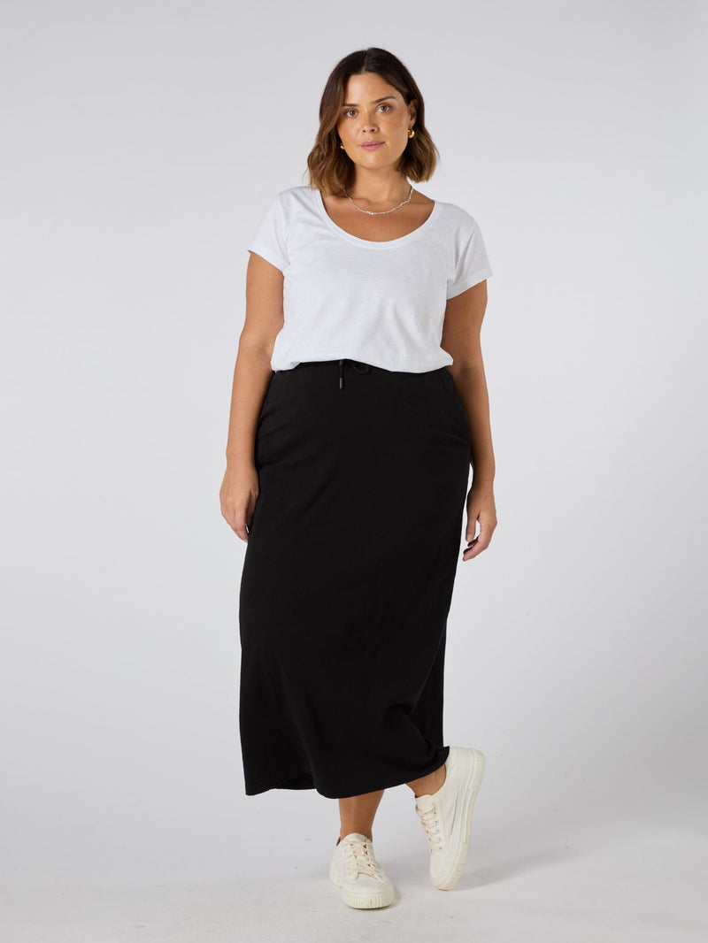 Black Jersey Midi Skirt