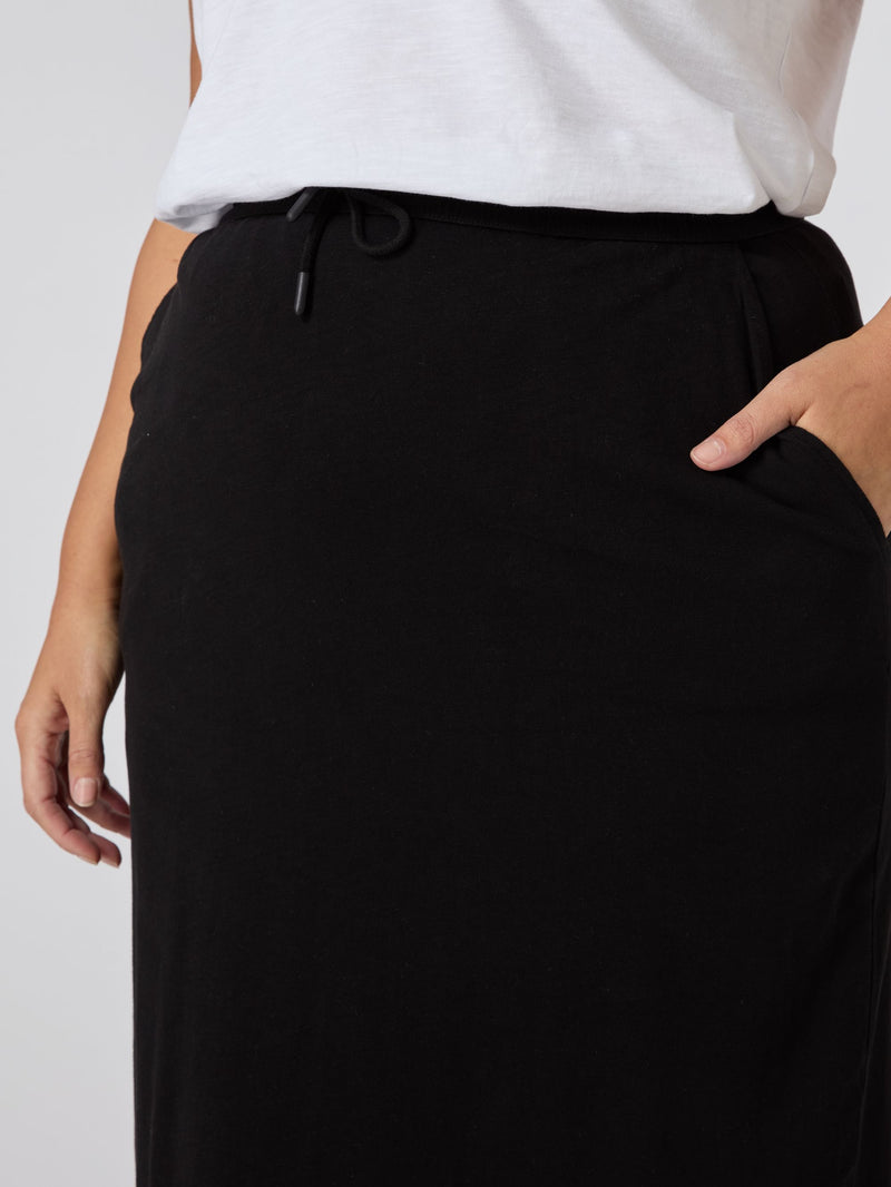 Black Jersey Midi Skirt
