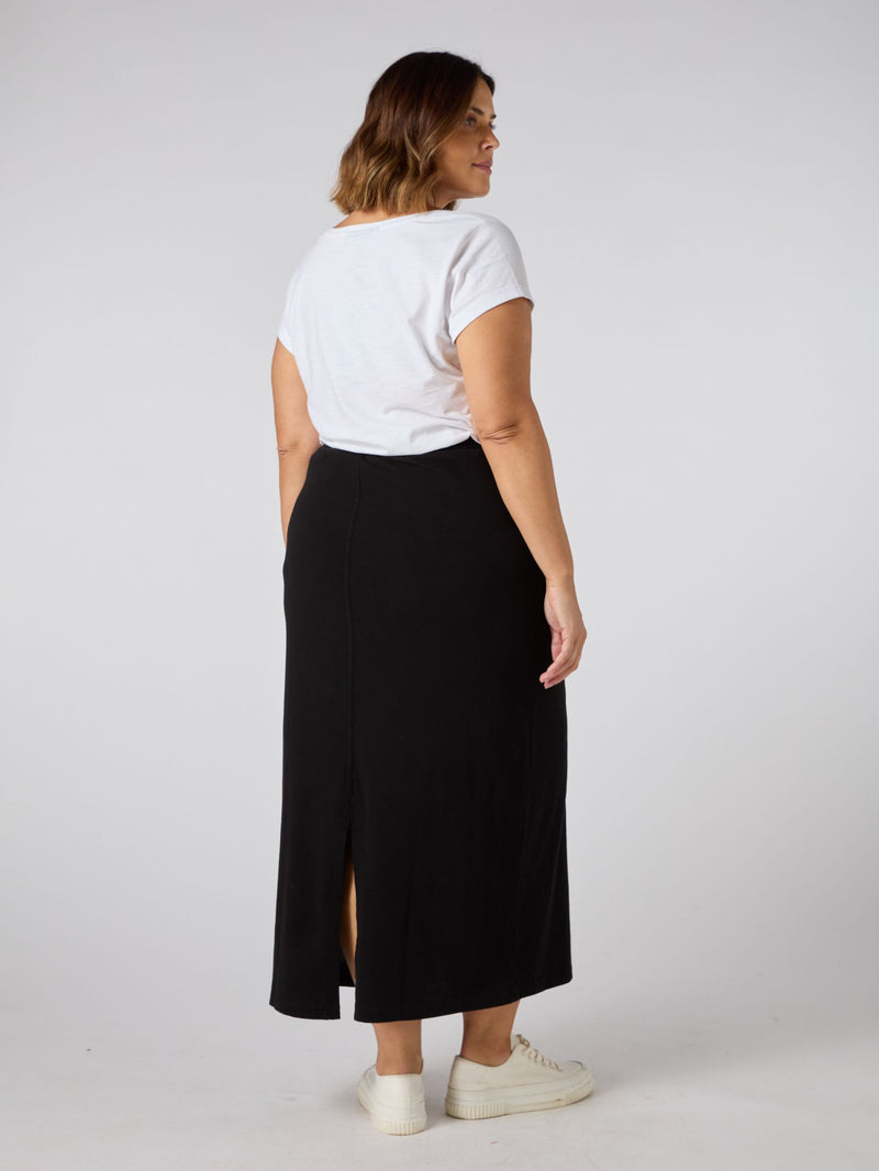 Black Jersey Midi Skirt